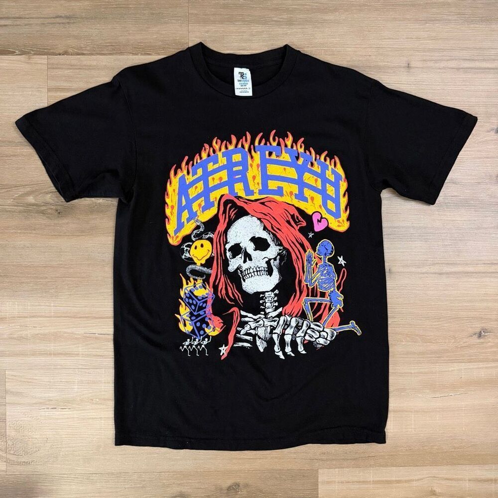 Atreyu Men’s Black Shirt Size Medium Grim Reaper Graphic Metalcore Emo Scene Alt